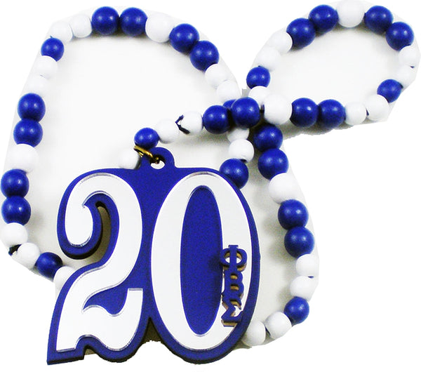 Phi Beta Sigma Wood Color Bead Tiki Line #20 Medallion [Blue/White]
