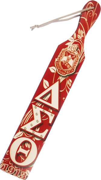 Delta Sigma Theta Printed Symbol Crest Wood Paddle [Brown]