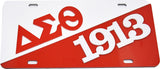 Delta Sigma Theta 1913 Split Founder License Plate [White/Red]