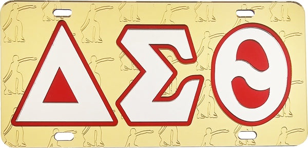 Delta Sigma Theta Fortitude Symbol Satin Background Tag License Plate [Gold]