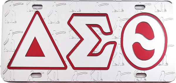 Delta Sigma Theta Fortitude Symbol Satin Background Tag License Plate [Silver]
