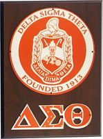 Delta Sigma Theta Circle Crest Acrylic Topped Wood Wall Plaque [Brown]