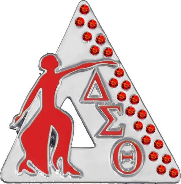 Delta Sigma Theta Founding Jewels Lapel Pin With Stones [Silver]