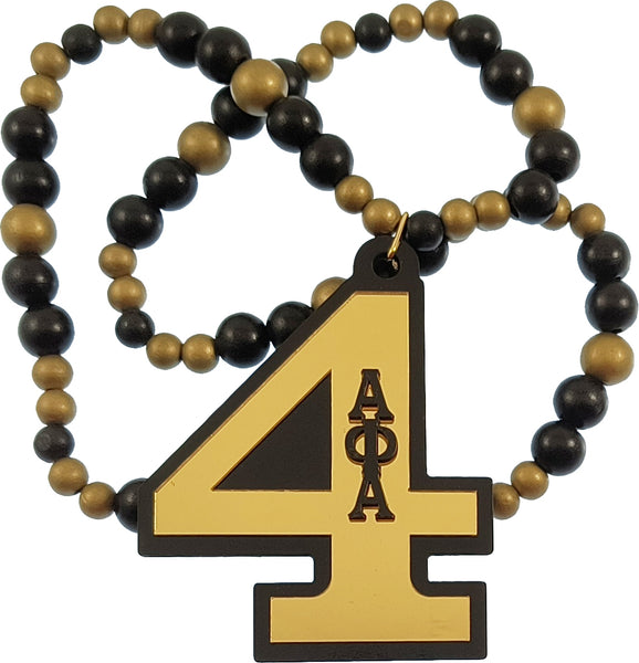 Alpha Phi Alpha Wood Color Bead Tiki Line #4 Medallion [Black/Gold]