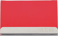 Delta Sigma Theta Stainless Steel Business Card Holder With Leather [Red]