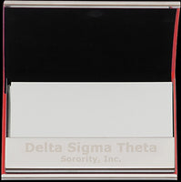 Delta Sigma Theta Stainless Steel Business Card Holder With Leather [Red]