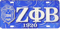 Zeta Phi Beta Printed Crest License Plate [Royal Blue]