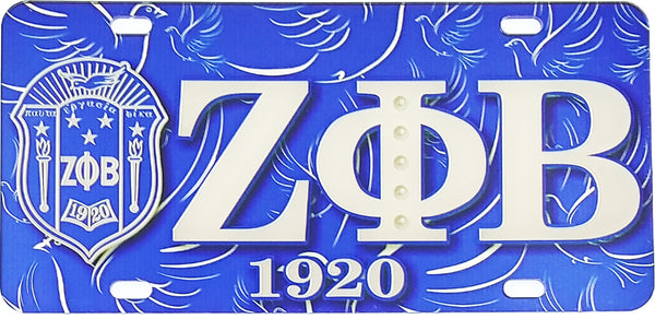 Zeta Phi Beta Printed Crest License Plate [Royal Blue]
