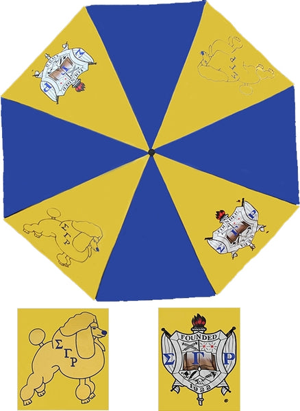 Sigma Gamma Rho Vented Auto Open Small Compact Golf Umbrella [Blue/Gold]