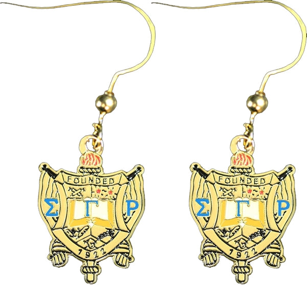 Sigma Gamma Rho Crest Earrings [Gold]