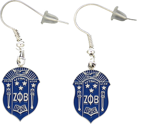 Zeta Phi Beta Crest Earrings [Silver]