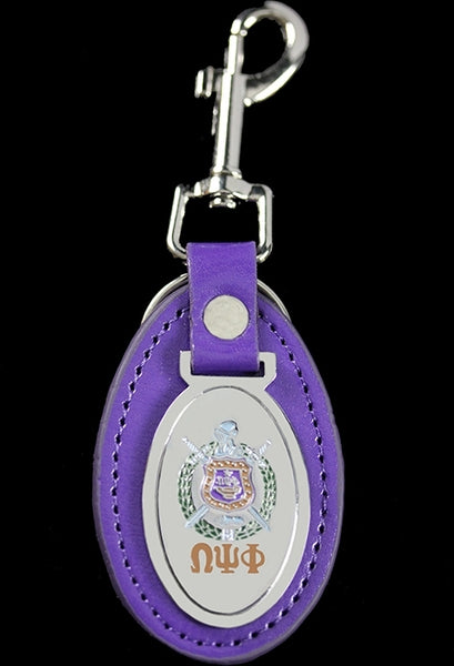 Omega Psi Phi Leather FOB Key Chain [Purple]