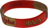 Phi Mu Alpha Sinfonia Color Swirl Silicone Bracelet [Red/Gold]