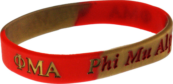 Phi Mu Alpha Sinfonia Color Swirl Silicone Bracelet [Red/Gold]