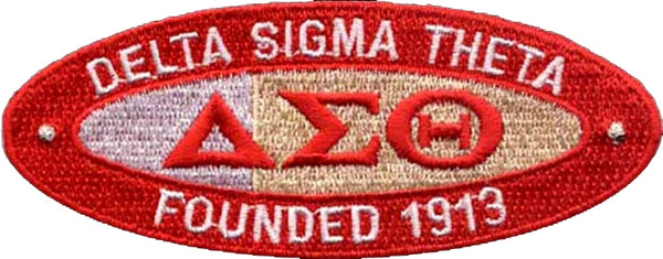 Delta Sigma Theta Founded 1913 Oval Iron-On Patch [Red]