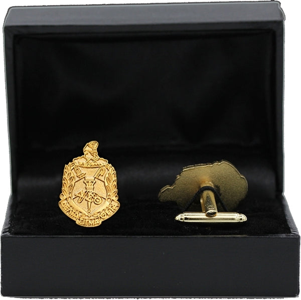 Delta Sigma Theta Sandblast Crest Cuff Links [Gold]