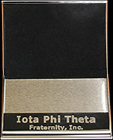 Iota Phi Theta Stainless Steel Business Card Holder With Leather [Brown]