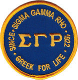 Sigma Gamma Rho Greek for Life Round Iron-On Patch [Blue]