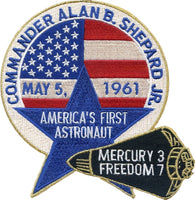 NASA Alan Shepard America's First Astronaut Iron-On Patch [White]
