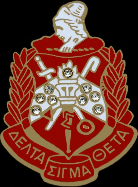 Delta Sigma Theta Crystal Crest Lapel Pin [Gold]