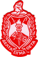 Delta Sigma Theta Crest Thin Woven Label Iron-On Patch [Red]