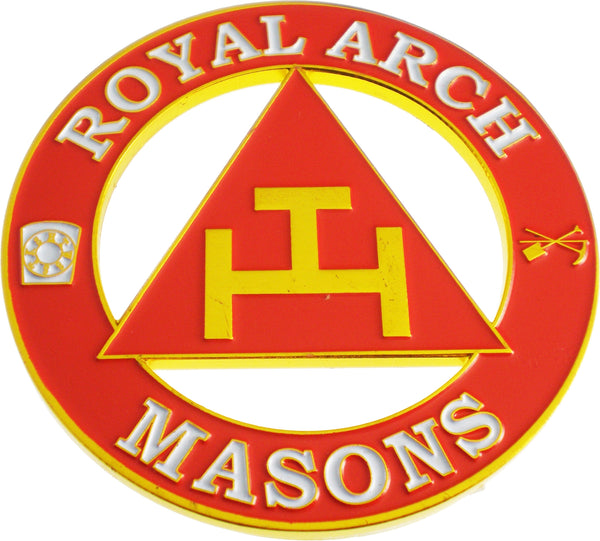 Royal Arch Masons Triple Tau Cut Out Heavy Weight Car Emblem [Red]