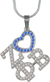 Zeta Phi Beta Crystal Heart Necklace [Silver]