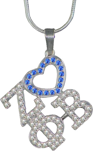 Zeta Phi Beta Crystal Heart Necklace [Silver]