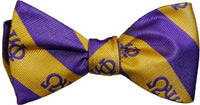 Omega Psi Phi Striped Mens Bow Tie & Handkerchief Set [Purple/Gold]