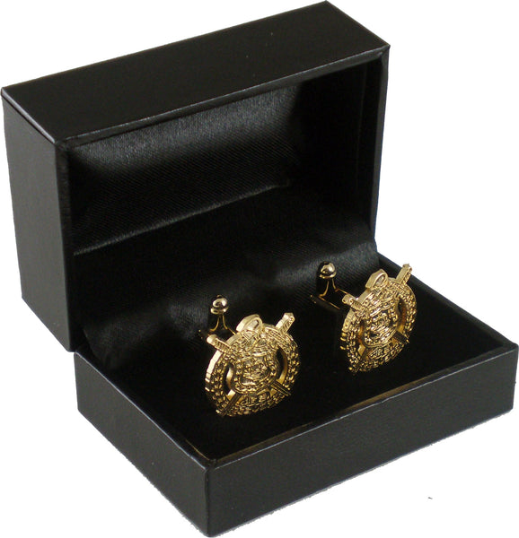 Omega Psi Phi Shield Sandblasted Cuff Links [Gold]