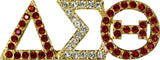 Delta Sigma Theta Austrian Crystal Lapel Pin [Gold/Red/Clear]