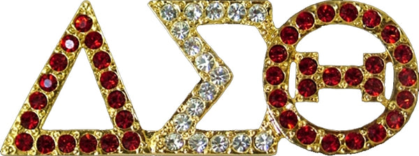 Delta Sigma Theta Austrian Crystal Lapel Pin [Gold/Red/Clear]