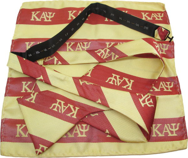 Kappa Alpha Psi Striped Mens Bow Tie & Handkerchief Set [Crimson Red/Cream]