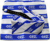Phi Beta Sigma Striped Mens Bow Tie & Handkerchief Set [Blue/White - One Size]