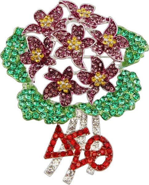 Delta Sigma Theta Austrian Crystal African Violet Lapel Pin [Silver]