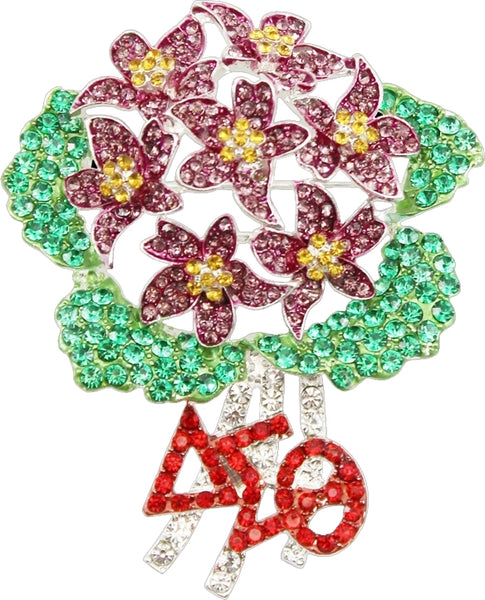 Delta Sigma Theta Austrian Crystal African Violet Lapel Pin [Gold]