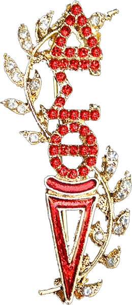 Delta Sigma Theta Austrian Crystal Torch Lapel Pin [Gold]