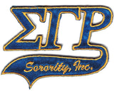 Sigma Gamma Rho Tail Tackle Twill Iron-On Patch [Blue]