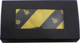 Mason Striped Mens Bow Tie & Handkerchief Set [Black/Gold]