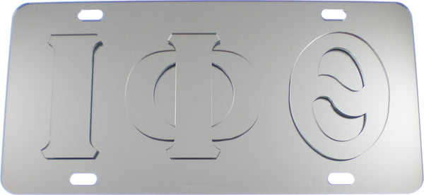 Iota Phi Theta Raised Letter Mirror License Plate [Silver/Silver]