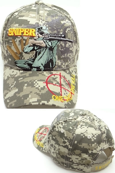 Sniper One Shot One Kill Target Bill Mens Cap [Digital Camouflage]