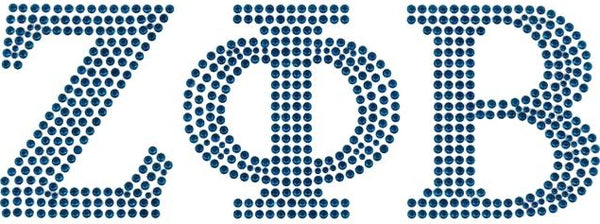 Zeta Phi Beta Block Letter Studstone Heat Transfer [Blue]