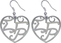 Sigma Gamma Rho Crystal Filigree Heart Earrings [Silver]