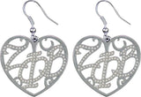Zeta Phi Beta Crystal Filigree Heart Earrings [Silver]