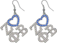 Zeta Phi Beta Crystal Heart Earrings [Silver]