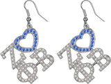 Zeta Phi Beta Crystal Heart Earrings [Silver]