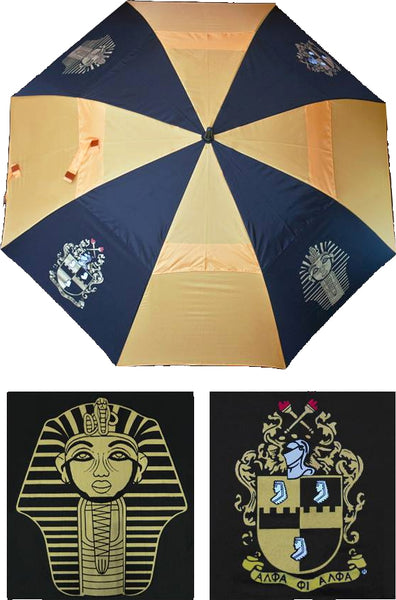 Alpha Phi Alpha Wind Resistant Auto Open Jumbo Umbrella [Black/Gold]