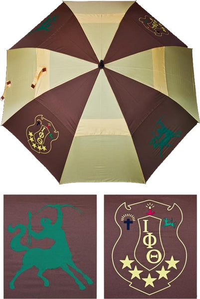 Iota Phi Theta Wind Resistant Auto Open Jumbo Umbrella [Brown/Gold]