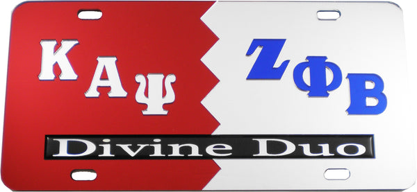 Kappa Alpha Psi + Zeta Phi Beta Split Divine Duo License Plate [Red/Silver]