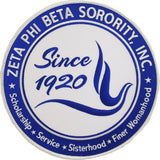 Zeta Phi Beta Crest Round Embroidered Iron-On Patch [White]